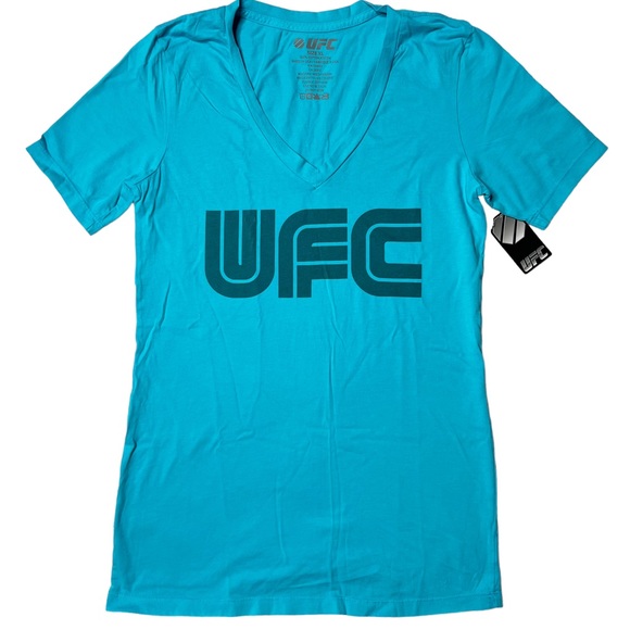 NWT UFC Cyber Logo V-Neck T-Shirt Blue Women’s Sz XL - Picture 1 of 6